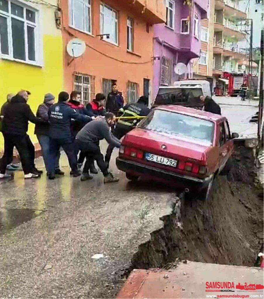 İlkadım'da İstinat Duvarı Çöktü: Sokak Trafiğe Kapatıldı